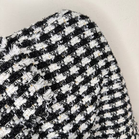 House of Harlow Black and White Checkered Wool Blend Tweed Mini Skort Skirt Lg - Picture 6 of 14